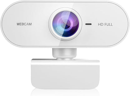 Webcam 1080P HD Web cam for PC with Microphone,Noise Cancellation,Wide-Angle Lens,Auto Light Correction,Plug & Play USB Webcams for Laptop,Desktop,PC,Mac,Zoom,Skype White