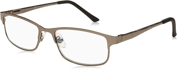 Foster Grant Men's Samson Rectangular Reading Glasses, Satin Dark Gunmetal/Transparent, 52 mm + 2.75