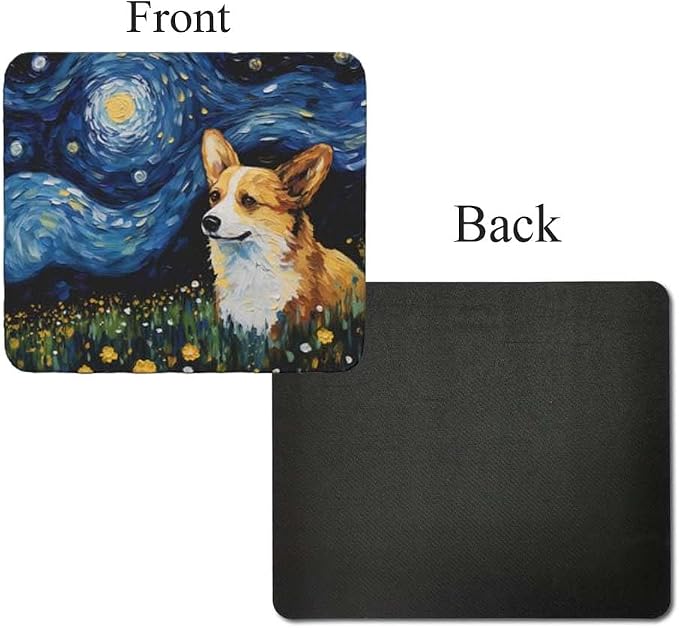 Starry Night Dog Mouse Pad for Home Office Gaming Working Desk Computer Desktop Accessories Non-Slip Rubber Mouse Pad for Dog Lovers (Corgi #2)