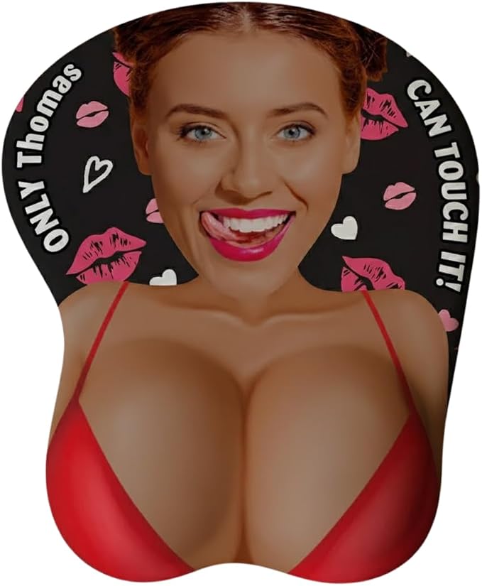 Only You Can Touch - Personalized Custom 3D Mouse Pad, Only He Can Touch It Mouse Pad, Custom Face Funny & Naughty Personalized Photo 3D Pads, Adult Jokes Gifts for Couple Coworker Troll