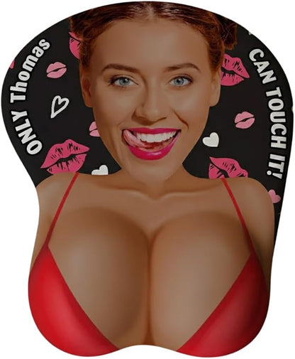 Only You Can Touch - Personalized Custom 3D Mouse Pad, Only He Can Touch It Mouse Pad, Custom Face Funny & Naughty Personalized Photo 3D Pads, Adult Jokes Gifts for Couple Coworker Troll