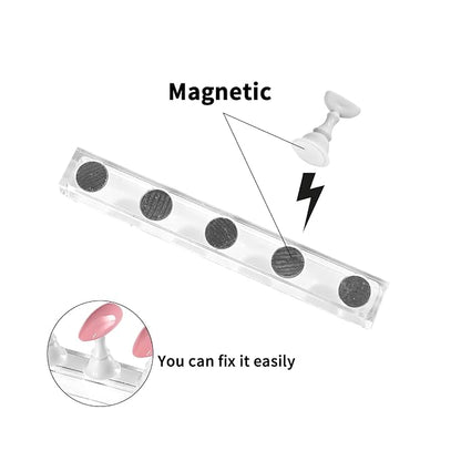 4 Sets White Nail Stand for Press on Nails Display, Magnetic Fake Nail Tips Holder for Painting Nails Practice, Beginner Acrylic Nail Art Kit Accessories, Nail Salon Equipment and Decorations