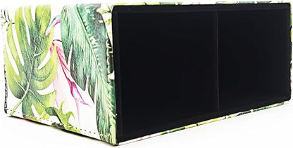 Pen Holder, Rectangle Vintage Pencil Holder with 2 Compartments, PU Leather Art Remote Control Holder Organizer Storage for Desk Accessory (Flamingo)