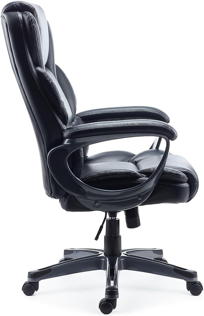 Staples Mcallum Ergonomic Manager & Executive Office Chair, Task Desk Swivel Chair with Wheels, Adjustable Height, Bonded Leather, Black