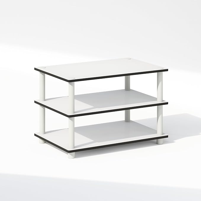 Furinno JUST Toolless Printer Stand with Storage, 3-Tier Under Desk Printer Stand, Printer Table, for CPU, Office Supplies, for Study Room, Living Room, White