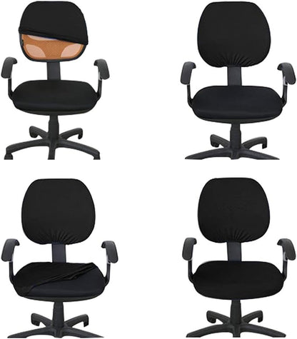 MIFXIN Computer Office Chair Covers Stretch Slipcovers 2 Piece Soft Elastic Washable Non-Slip Desk Chair Seat Cover & Backrest Cover, Only 2Pcs Chair Covers, NO Chair Included (Black)