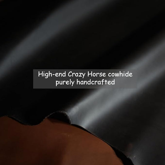 Mouse Pad-Premium Full Grain Genuine Leather-Handmade with Cowhide Crazy Horse Leather-Suitable for Working from Home or in the Office-Square 9.8x9.8in-Vintage Black