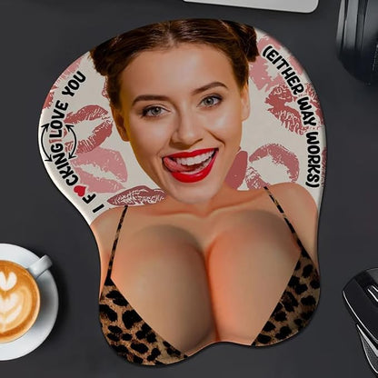 I Fucking Love You - Personalized Photo 3D Mouse Pad, I Love Fucking You - Custom Face Sexy Body 3D Mouse Pad for Naughty Couple, 3D Adult Jokes Gift for Couple Boyfriend Husband on Birthday Christmas