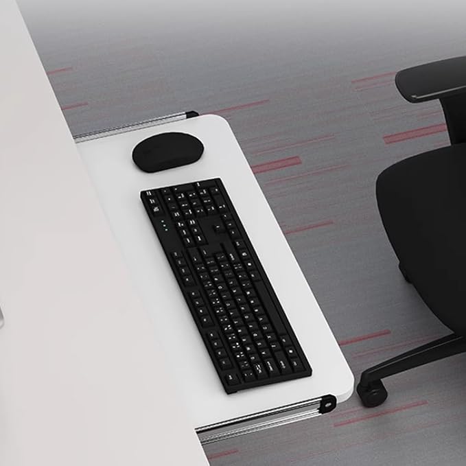 Keyboard Tray Under Desk Slide 24" 28", Pull Out Keyboard Drawer Ergonomic Keyboard Shelf, Hidden Computer Drawer Underdesk(White,70 * 24cm)