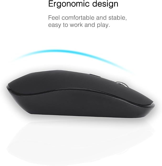 Full Size Large Print 2.4g Wireless Keyboard and Mouse with Oversized Print for Visually Impaired Low Vision Individuals (Black)