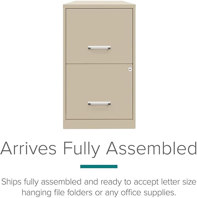 Scranton & Co Set of 2 18" D 2-Drawers Metal File Cabinet in Putty/Beige