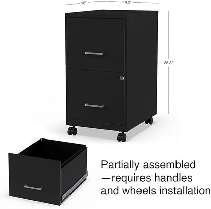 STAPLES Vertical File Cabinet for Letter/Legal Files, 2-Drawer, Letter/Legal Compatible, Locking, Black
