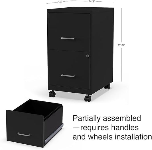 STAPLES Vertical File Cabinet for Letter/Legal Files, 2-Drawer, Letter/Legal Compatible, Locking, Black