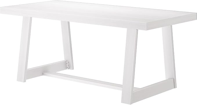 Plank+Beam 72 Inch Farmhouse Dining Table, Solid Wood Rustic Kitchen Table, Large Wooden Rectangular Dinner Table for Dining Room, Home Office, Living Room Furniture, Easy Assembly, White Wirebrush
