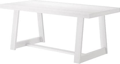 Plank+Beam 72 Inch Farmhouse Dining Table, Solid Wood Rustic Kitchen Table, Large Wooden Rectangular Dinner Table for Dining Room, Home Office, Living Room Furniture, Easy Assembly, White Wirebrush