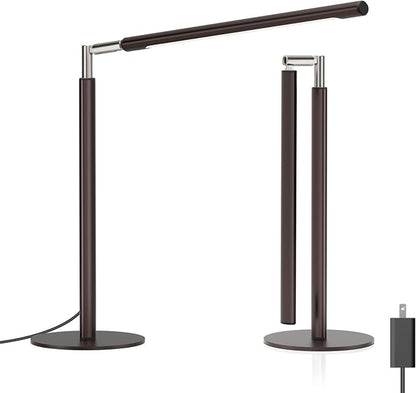 Brown LED Desk Lamp - 16" Foldable Metal Desk Light with Base, 15W, 1200LM, Dimmable Color Changing Table Lamp for Reading Study, Modern Table Lamp for Home Office Laptop College Dorm