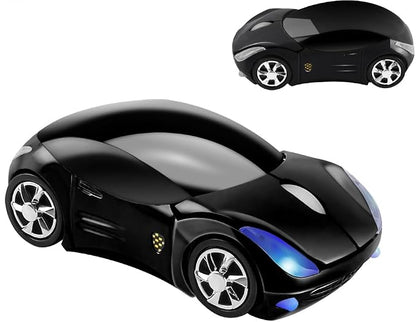 SHARE SUNSHINE Colorful 3D Sport Car Shape Mouse 2.4GHz Wireless Mouse 1600DPI 3 Buttons Optical Ergonomic Gaming Mice with USB Receiver for PC Laptop Computer (Black)