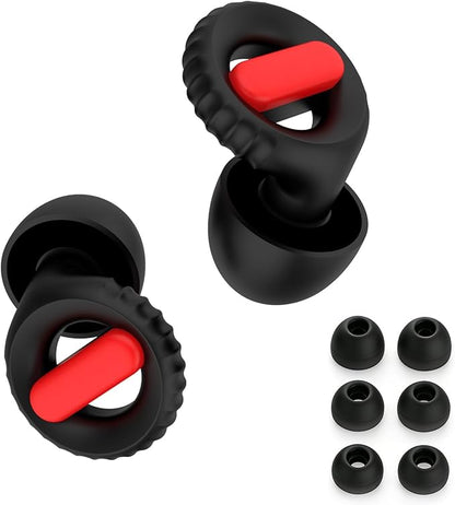 Ear Plugs for Noise Reduction – Reusable Silicone Earplugs with Filter Technology for Sleeping, Travel, Focus, Concerts & Motorcycling Ear Plug +8Tip (Black-red)