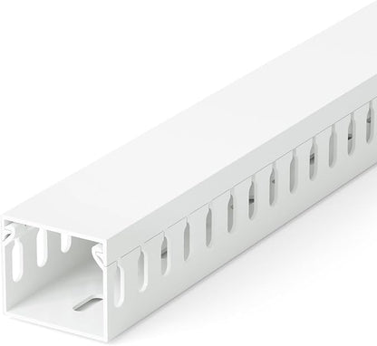 ZhiYo H1.4 W1.6 in Server Rack Cable Management Raceway, 12ft (4 X L3ft) Cable Raceway Kit, Electrically Safe PVC Open Slot Wire Cord Hider for Under Desk/Computer/Network Cords, White