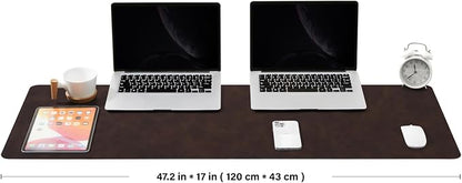 Distressed Leather Desk Mat - Non-Slip PU Desk Pad for Office and Home - Desk Organization and Accessories - Ideal for Large Mouse Pad and Desk Mats on Top of Desks(Espresso,47.2"x 17")