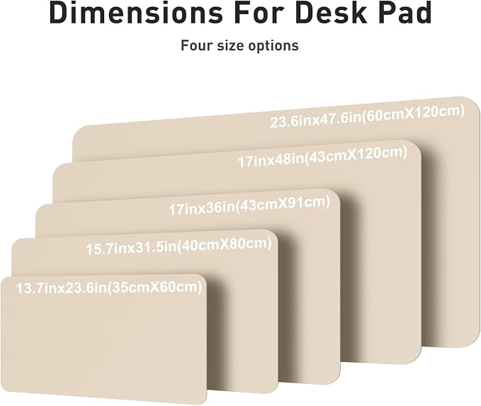 Aothia Faux Leather Desk Mat – Large Mouse Pad, Non-Slip PU Leather Blotter, Waterproof Writing Surface for Office and Home (Beige, 47.2" x 23.6")