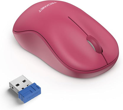 TECKNET Wireless Mouse for Laptop, 2.4G Silent Computer Mouse Quiet Click with 5 DPI Levels,Contoured Grip,Small Portable 30 Months Battery Cordless Mice for PC, Chromebook, Mac - Dark red
