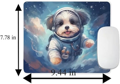 Mouse Pad Havanese Astronaut Dog in Space Mouse Pad Puppy floating in Space for Home Office Work Desk Computer Desktop Laptop for Dog Lovers