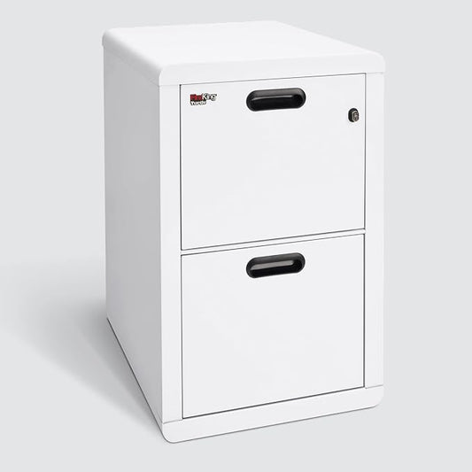 FireKing Turtle Contour - 2 Drawer Fire Safe File Cabinet with Key Lock - 1 Hour Fire Rated, UL Rated & Water Resistant Home Safe - Made in the USA Legal & Letter Filing Cabinet - Arctic White