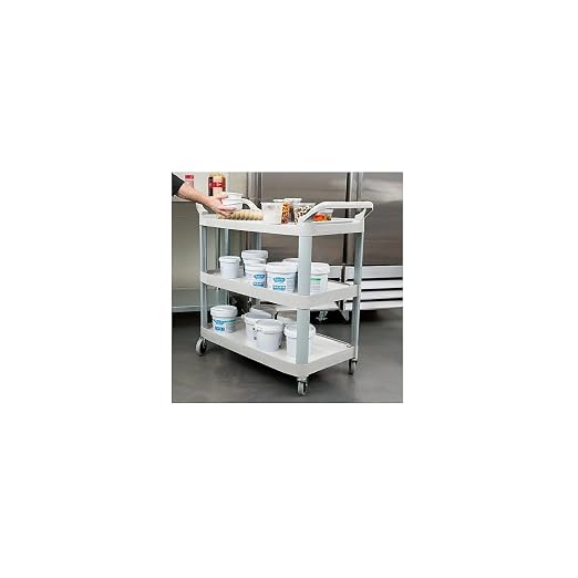 Rubbermaid Commercial Products Heavy Duty 3-Shelf Rolling Service/Utility/Push Cart, 300 lbs. Capacity, Black, for Foodservice/Restaurant/Cleaning