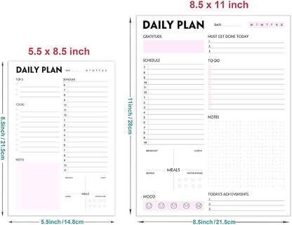 Daily Planner Notepad - Tear-Off Daily Planning Pad, Organizer with To Do Lists, Schedule, Appointment, Productivity Tracker, 50 Undated Sheets, 8.5 x 11 in