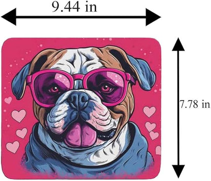 Pink Mousepad Glamour Dog Bulldog Mouse Pad for Home Office Gaming Working Desk Computer Desktop Accessories Non-Slip Rubber Mousepad for Dog Lovers