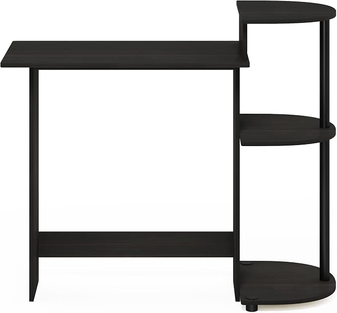 Furinno Compact 29-Inch Rustic Brown Computer Desk, Gaming Desk with Shelves, Office Desk with Book Shelf, for Home Office, Study Room, Dorm, Bedroom, Dark Espresso