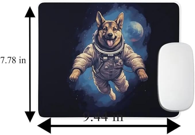 Mouse Pad German Shepherd Astronaut Dog in Space Mouse Pad Puppy floating in Space for Home Office Work Desk Computer Desktop Laptop for Dog Lovers