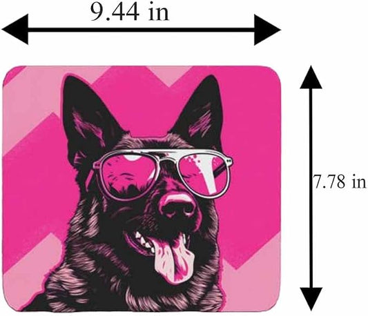 Pink Mousepad Glamour Dog German Shepherd Mouse Pad for Home Office Gaming Working Desk Computer Desktop Accessories Non-Slip Rubber Mousepad for Dog Lovers