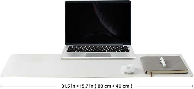 Cork Desk Mat - Dual-Sided Desk Pad for Office and Home - Desk Organization and Accessories - Ideal for Large Mouse Pad and Desk Mats on Top of Desks(White,80cmx 40cm)