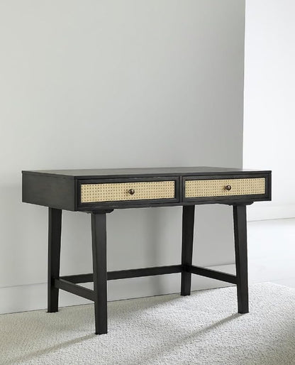 First of a Kind Mid Century Modern Home Office Desk with Drawers - Multi-Functional Writing Desk for Extra Space - Boho Office Desk, Black