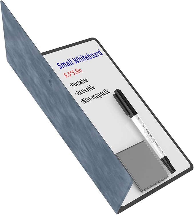Mehaving Portable Small White Board Dry Erase Board, Reusable 9.5 * 6.6in Notebook Memo, Office Home Supplies Desk Accessories MH760 (Grey)
