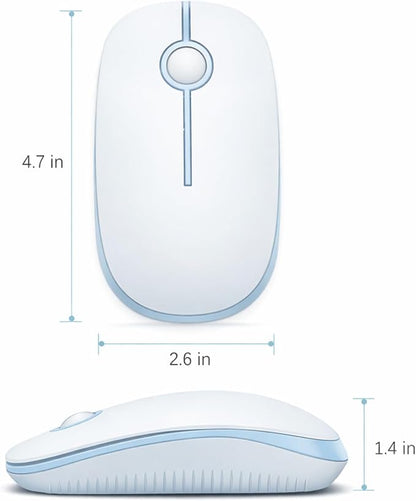 VssoPlor Wireless Mouse, 2.4G Slim Portable Computer Laptop Mouse with Nano Receiver Quiet Silent Optical Mice for Notebook, PC, Laptop, Computer-Light Blue