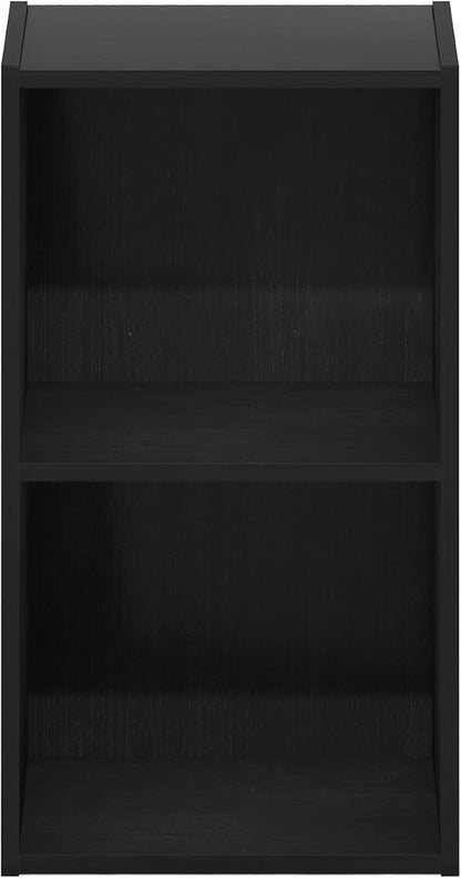 Furinno PASIR Book Shelf, 2-Tier Modern Bookshelf, Open Shelves Bookcase 9 x 12 x 21, Easy Assembly, for Living Room, Bedroom, Home Office, Blackwood