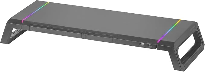 Mars Gaming MGS-ONE Black, Chroma RGB Monitor Stand, Adjustable Size, Smartphone and Tablet Stand, Front USB 2.0