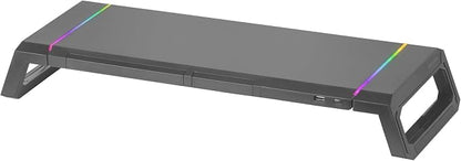 Mars Gaming MGS-ONE Black, Chroma RGB Monitor Stand, Adjustable Size, Smartphone and Tablet Stand, Front USB 2.0