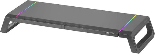 Mars Gaming MGS-ONE Black, Chroma RGB Monitor Stand, Adjustable Size, Smartphone and Tablet Stand, Front USB 2.0
