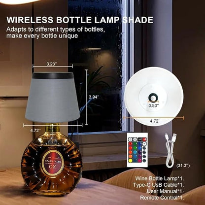 Wireless Bottle Lamp,Small Bedside Table Lamp,RGB LED Bottle Light with Remote Dimmable(RGB Blue Gray, 1pc)