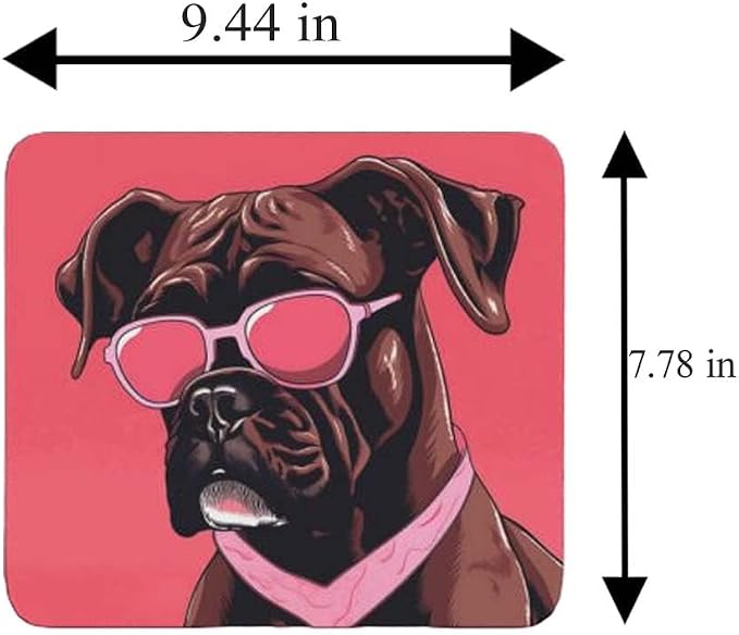 Pink Mousepad Glamour Dog Boxer Mouse Pad for Home Office Gaming Working Desk Computer Desktop Accessories Non-Slip Rubber Mousepad for Dog Lovers