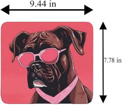 Pink Mousepad Glamour Dog Boxer Mouse Pad for Home Office Gaming Working Desk Computer Desktop Accessories Non-Slip Rubber Mousepad for Dog Lovers