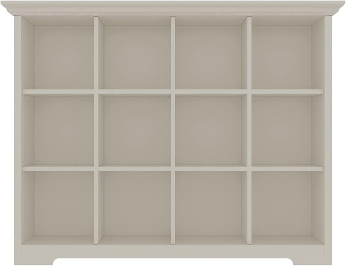 OSCHF Wooden Cube Bookcase with Base - Modern 3 Tiers Floor Standing Open Shelf Cabinet for Home and Office, 12-Cube Lattice Bookshelf, Warm White