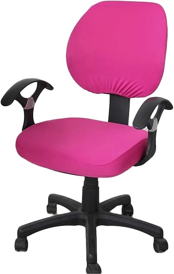 Jinzio Computer Office Chair Cover - Split Protective & Stretchable Cloth Polyester Universal Desk Task Chair Chair Covers Stretch Rotating Chair Slipcover, Fuchsia