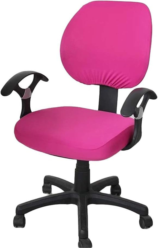 Jinzio Computer Office Chair Cover - Split Protective & Stretchable Cloth Polyester Universal Desk Task Chair Chair Covers Stretch Rotating Chair Slipcover, Fuchsia