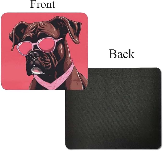 Pink Mousepad Glamour Dog Boxer Mouse Pad for Home Office Gaming Working Desk Computer Desktop Accessories Non-Slip Rubber Mousepad for Dog Lovers