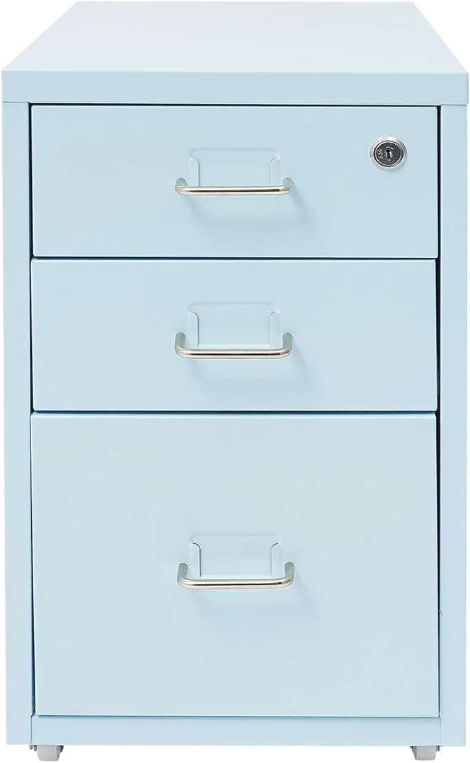 Mobile File Cabinet with 3 Drawers, Metal Filing Cabinet with Lock Vertical Storage Under Desk for Home Office Fits Legal Letter Document